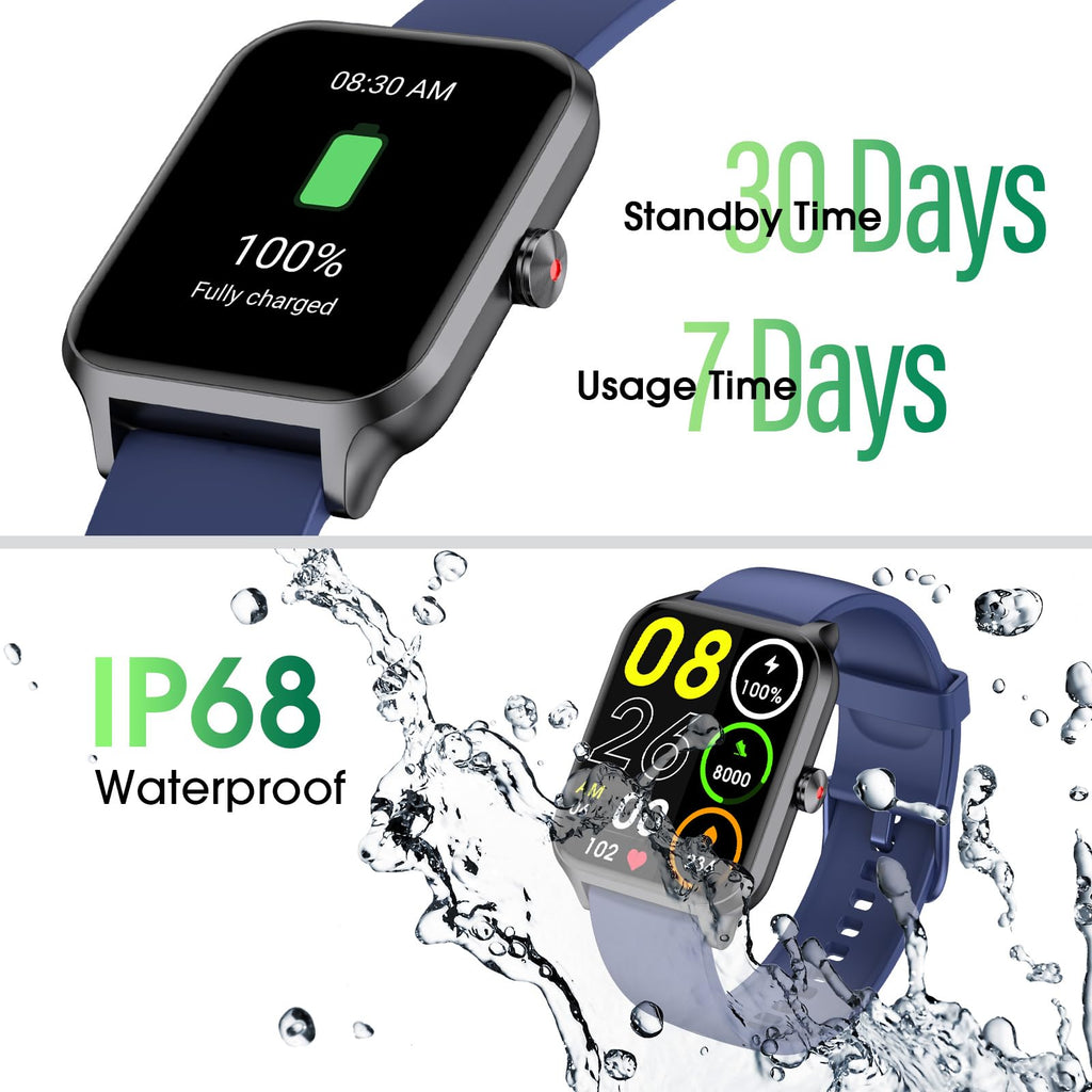 Smart Watch No App/Phone Required,42mm Smartwatch for Women Men,Fitness Tracker Watch with Heart Rate Monitor, Sleep Tracker, Pedometer,Step Counter,IP68 Waterproof, for Android iOS Phones