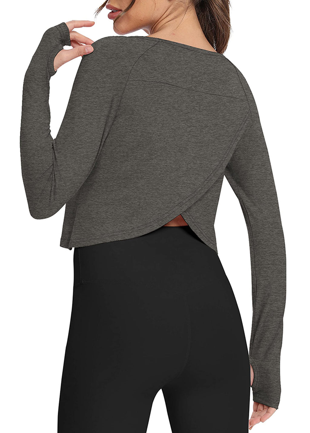 Bestisun Long Sleeve Athletic Workout Shirts Sports Yoga Gym Crop Tops for Women