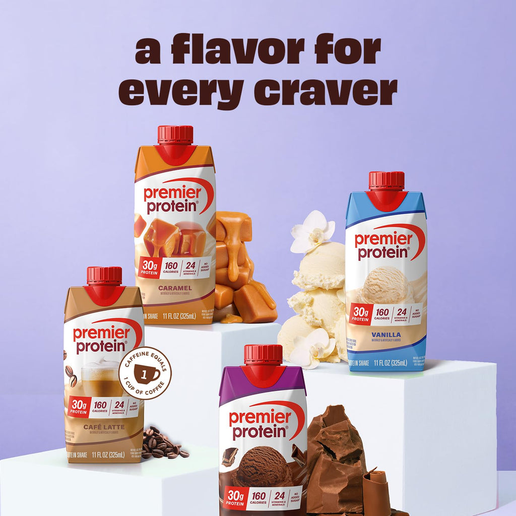 Premier Protein Shake, Vanilla, 30g Protein, 1g Sugar, 24 Vitamins & Minerals to Support Immune Health, 11 fl oz, Pack of 12 (Packaging May Vary)