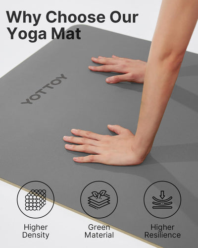 YOTTOY Yoga Mat,Non-Slip Hot Yoga Mat with Anti-Tear Design and Friendly Natural Rubber Mat with Strap and Bag