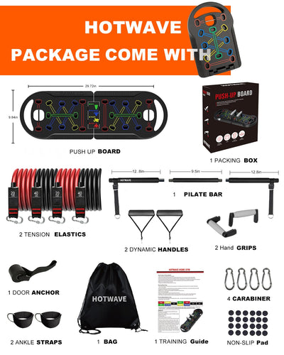 HOTWAVE Push Up Board Fitness, Portable Foldable 20 in 1 Push Up Bar at Home Gym, Pushup Handles for Floor. Professional Strength Training Equipment For Man and Women,Patent Pending