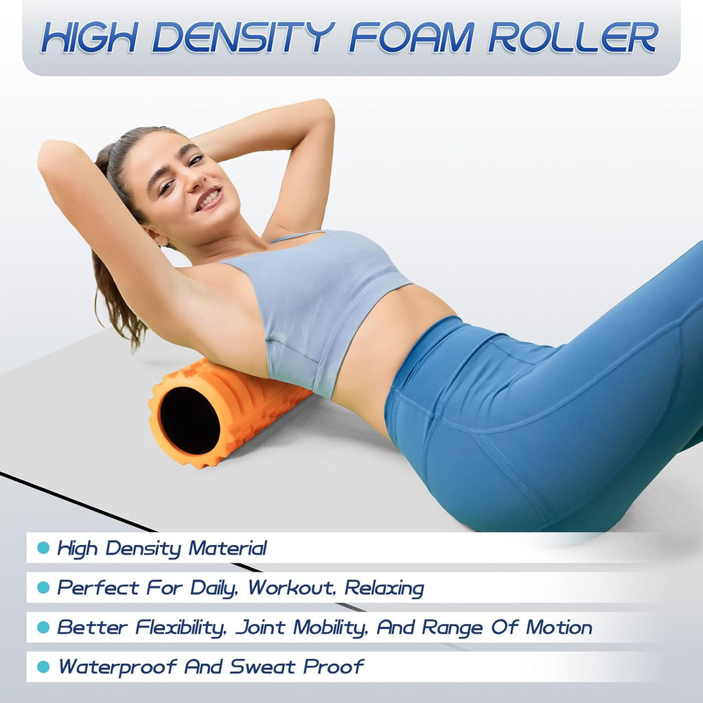 Foam Roller High Density 18" Foam Roller for Deep Tissue Muscle Massage, Trigger Point Fitness Exercise Massage Roller Self-Myofascial Back Roller Release for Whole Body