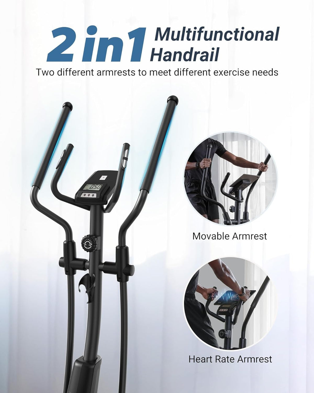 MERACH Elliptical Exercise Machine for Home Use, Elliptical Machine with Hyper-Quiet Magnetic Drive System, 16-Level Resistance Adjustment, 15.5IN Stride, 350LBS Loading Capacity, MERACH App