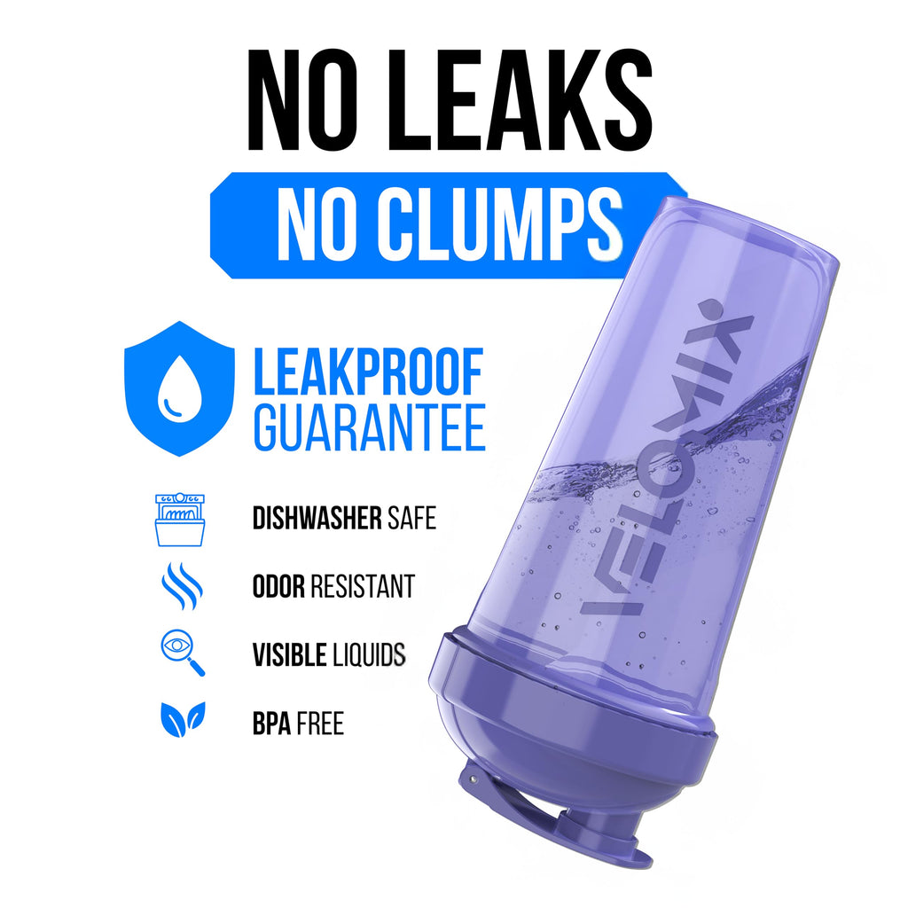 VELOMIX -2 Pack- 28 oz Protein Shaker Bottles for Protein Mixes - 2x Wire Whisk | Leak Proof Shaker Cups for Protein Shakes | Protein Shaker Bottle Pack (Black/Transparent)