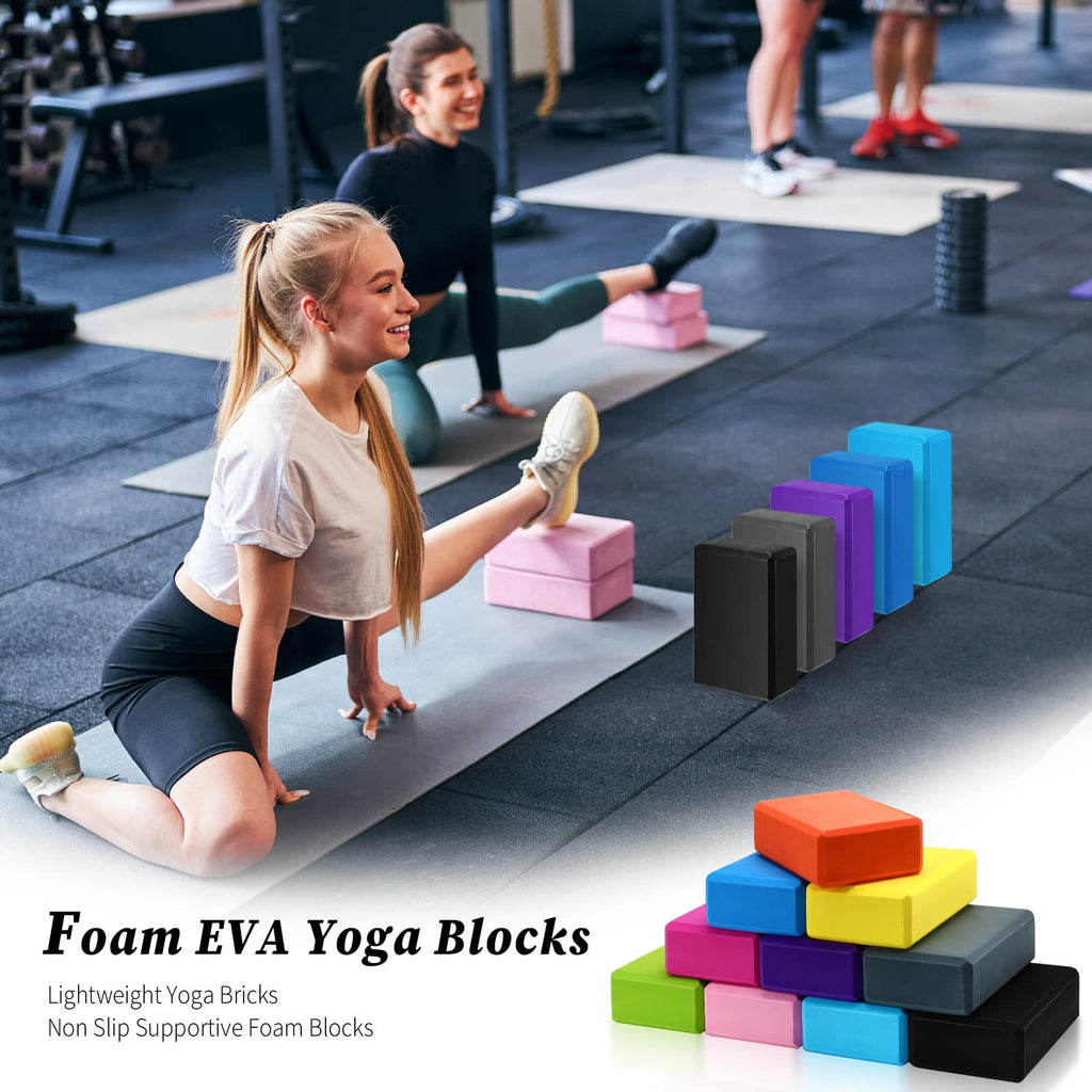 10 Pcs Foam EVA Yoga Blocks Lightweight Non Slip Supportive Yoga Bricks for Pilates Stretching and Meditation, Women Men Yogi Beginners