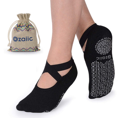 Ozaiic Pilates Socks for Women Non Slip Grip, Yoga Socks with Grippers for Barre, Hospital, Ballet, Dance, Barefoot Workout
