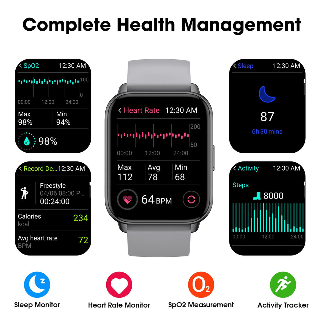 EURANS Smart Watch No App/Phone Required, Long Battery Life Fitness Tracker Watch,HD Screen, Waterproof Activity Tracker with Step Counter for Walking, Pedometer, Calories Tracker for Men Women