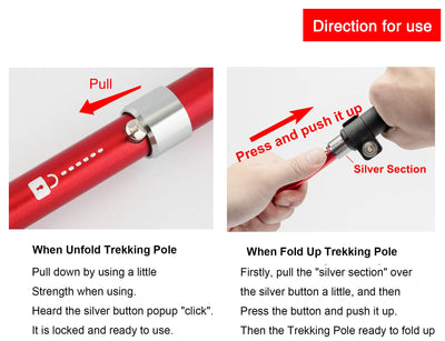 Aluminum Collapsible Ultralight Travel Trekking Hiking Pole for Men and Women (Fits 5'3" - 6'2")