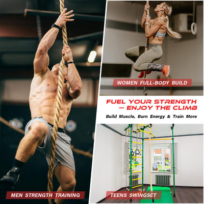 Climbing Rope Gym Workout - 1.5 Inch Diameter 10FT 15FT 20FT 25FT 30FT 35FT Heavy Duty Jute Thick Ropes for Adults Strength Training Outdoor Tree Swing Indoor Home Fitness Exercise