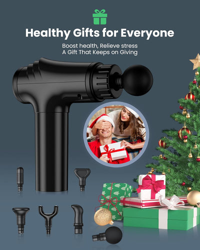 AYURA Massage Gun Deep Tissue, Muscle Massager Gun for Pain Relief, Percussion Massage Gun with 30 Speeds & 6 Heads, Portable Handheld Back Massage Gun for Athlets Men Women