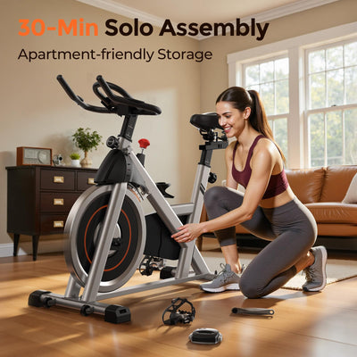 YOSUDA Exercise Bike, Brake Pad Stationary Bike for Home with Exclusive App, Magnetic Indoor Cycling Bike with 300 lb Weight Capacity, Low Noise, Tablet Holder and Fitness Courses for Weight Loss