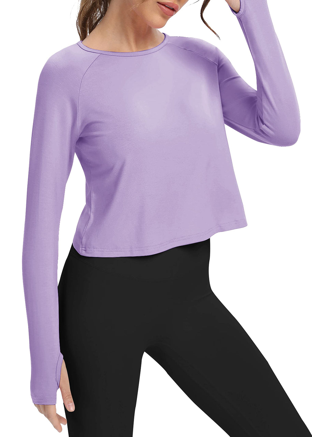 Bestisun Long Sleeve Athletic Workout Shirts Sports Yoga Gym Crop Tops for Women