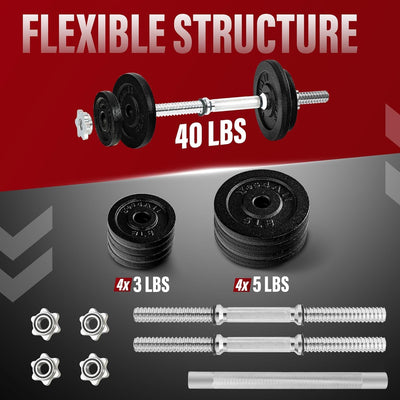 Yes4All Old School Adjustable Dumbbell Set with Weight Plates, Star Lock Collars/Connector, 40lbs to 200lbs Adjustable Weight Plates Set