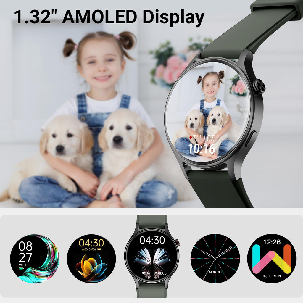 Fitpolo Smart Watch for Women,1.3" AMOLED Touchscreen Fitness Tracker, Make/Answer Calls, Heart Rate SpO2 Monitor, IP68 Waterproof, Sleep & Activity Tracking Smartwatch for Android Phones iPhone