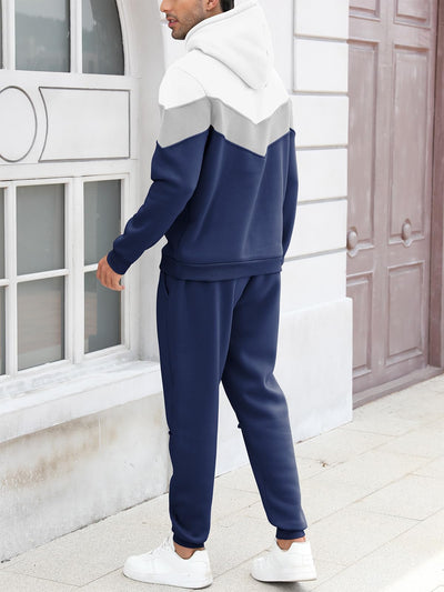 Mens Hoodie Tracksuit Set 2 Pieces Athletic Fleece Hooded Sweatsuit Casual Outfit Sweatshirt and Joggers Set