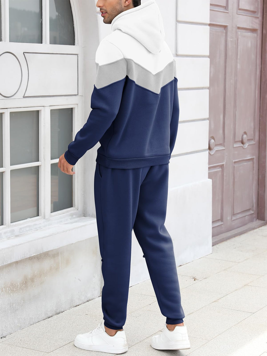 Mens Hoodie Tracksuit Set 2 Pieces Athletic Fleece Hooded Sweatsuit Casual Outfit Sweatshirt and Joggers Set