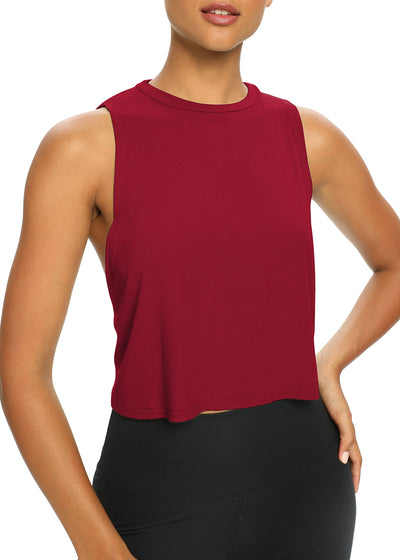 Bestisun Womens Open Back Workout Shirts Cropped Yoga Tank Tops Backless Athletic Clothes