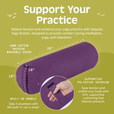 Retrospec Retrospec Sequoia Yoga Bolster Pillow - Meditation Cushion for Yoga Practices - Includes Machine Washable 100% Cotton Cover & Durable Carry Handle