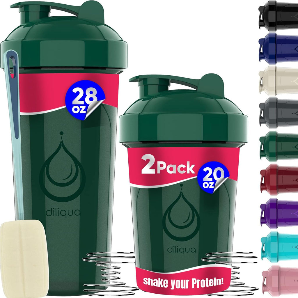 2 PACK, 28 oz & 20 oz Shaker Bottles with Powerful Wire Whisks for Protein Mixes | Leakproof Blender Shaker Bottle Pack | BPA-Free & Dishwasher Safe | Shaker Bottle | Shaker Cups for shakes