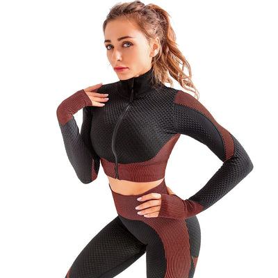 3pcs Seamless Outfit Workout Sets Gym for Women, Fitness Sports School Running Clothes Yoga Sportswear