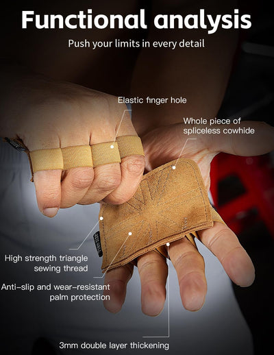 Leather Weight Lifting Gloves, Lifting Grips Weightlifting Gloves for Men Women, Weight Glove Gym Glove for Weightlifting Deadlift Exercise Pull-up