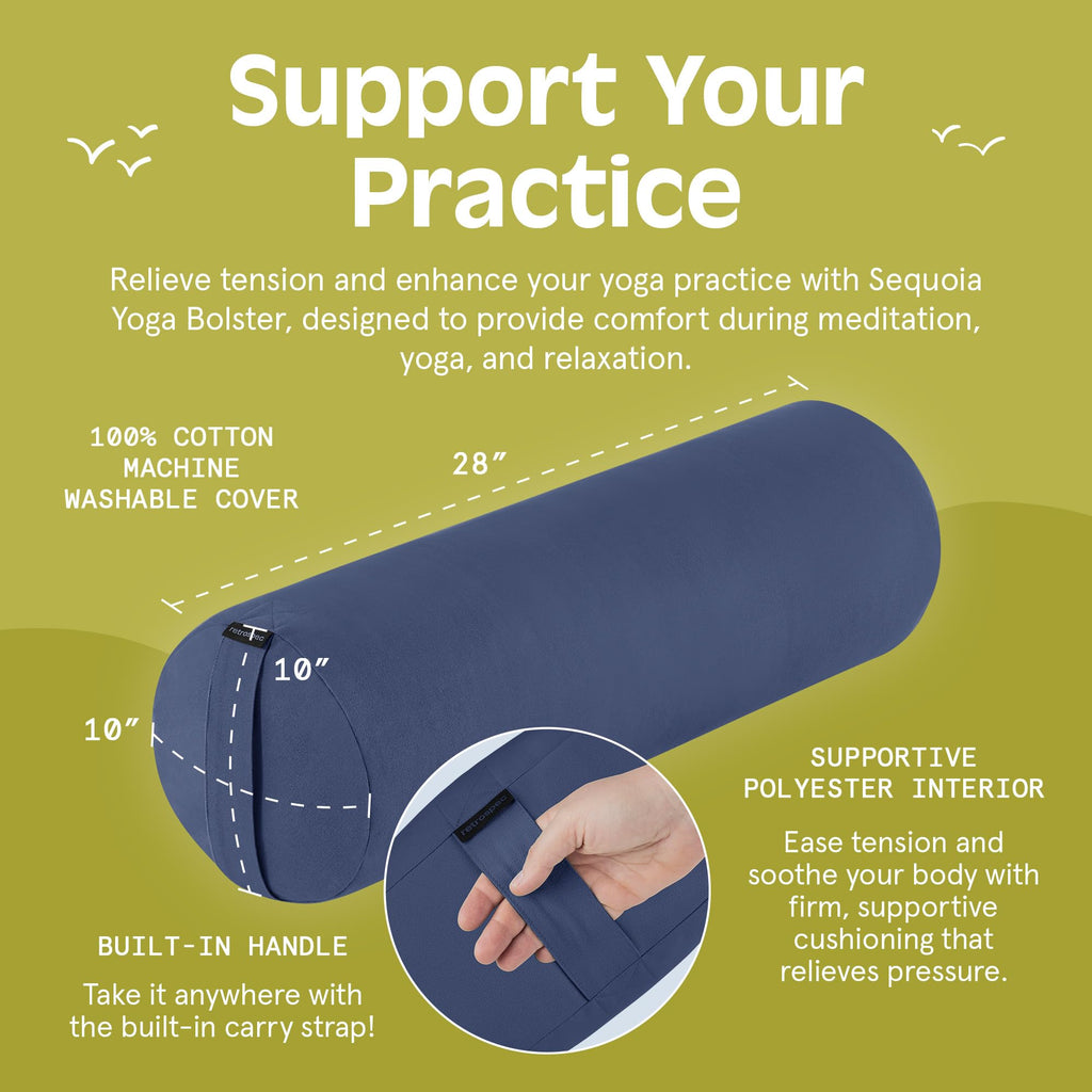 Retrospec Retrospec Sequoia Yoga Bolster Pillow - Meditation Cushion for Yoga Practices - Includes Machine Washable 100% Cotton Cover & Durable Carry Handle