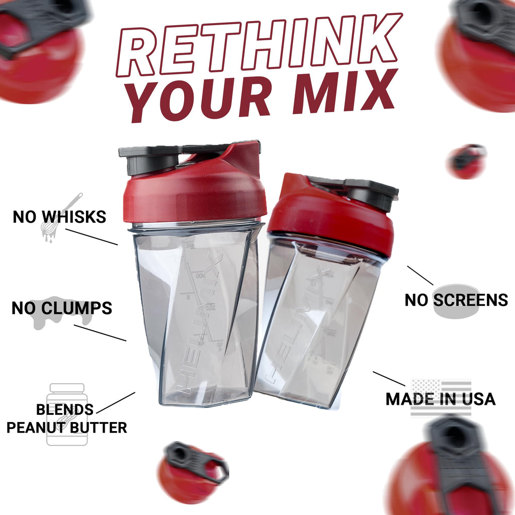 HELIMIX 2.0 Vortex Blender Shaker Bottle Holds upto 28oz | No Blending Ball or Whisk | USA Made | Portable Pre Workout Whey Protein Drink Shaker Cup | Mixes Cocktails Smoothies Shakes | Top Rack Safe