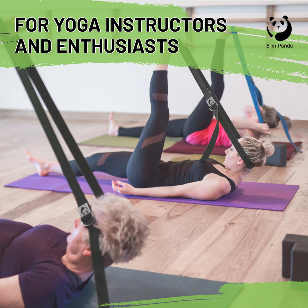 Slim Panda Yoga Strap for Stretching,Cotton Yoga Strap with Adjustable D-Ring Buckle,Non-Elastic Yoga Belt for Pilates,Gym Workouts,Physical Therapy,Improve Flexibility