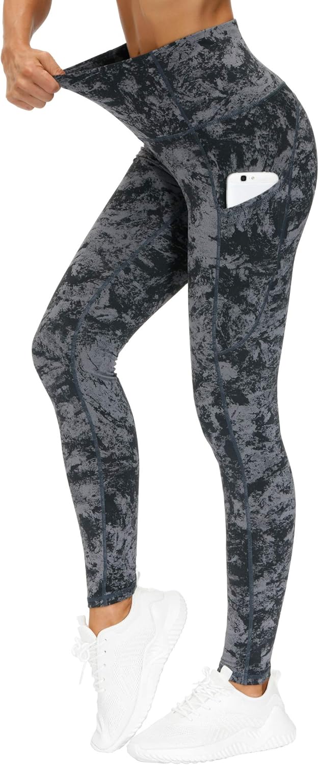 THE GYM PEOPLE Thick High Waist Yoga Pants with Pockets, Tummy Control Workout Running Yoga Leggings for Women