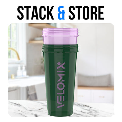 VELOMIX -2 Pack- 28 oz Protein Shaker Bottles for Protein Mixes - 2x Wire Whisk | Leak Proof Shaker Cups for Protein Shakes | Protein Shaker Bottle Pack (Black/Transparent)