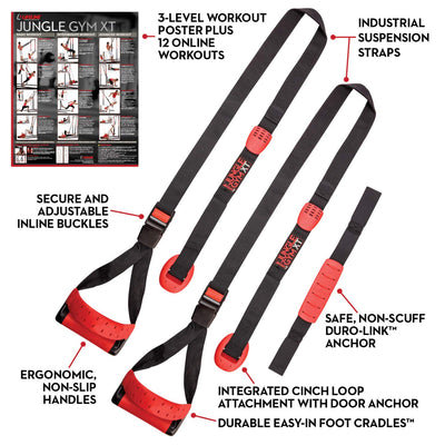 Lifeline Jungle Gym XT Body Weight Suspension Trainer System – Patented Split Anchor, Full-Body Workout, Lightweight Home Suspension Training Kit for Home Gym, Workout Equipment