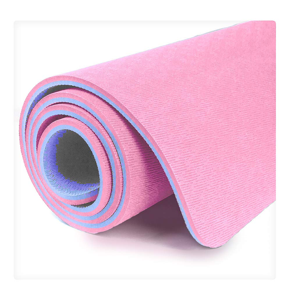 Hatha Yoga Extra Thick TPE Yoga Mat - 72"x 32" Thickness 1/2 Inch -Eco Friendly SGS Certified - With High Density Anti-Tear Exercise Bolster For Home Gym Travel & Floor Outside