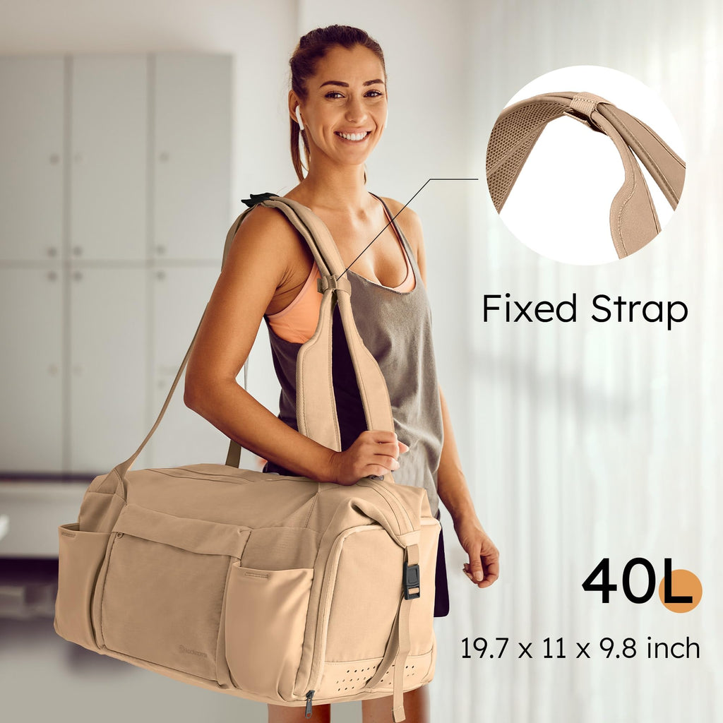 Gym Bag for Men with 2 Upgraded Bottle Holders Convertible Duffle Bag and Gym Backpack Waterproof Sports Bags with Shoes Compartment and Wet Pocket - Black