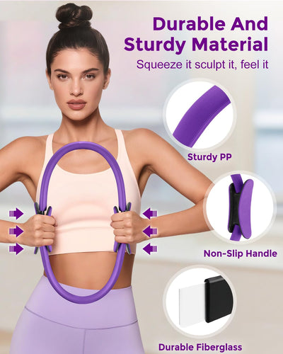 Pilates Essentials Kit for Women, 14-Inch Magic Circle Home Pilates Equipment with Pilates Ring and Ball Set, 5 Resistance Bands & Accessories for Home Workouts Beginners Essentials Starter Set