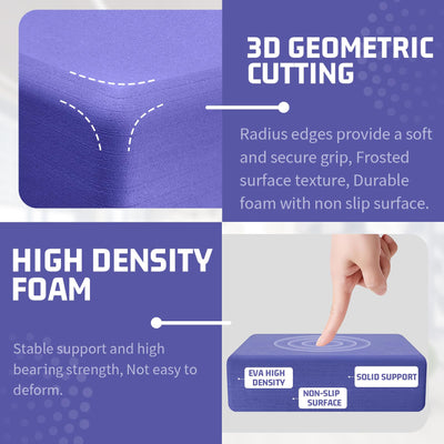 Yoga Blocks 2 Pack, EVA Foam Yoga Block Supportive, Non-Slip Exercise Blocks, Yoga Accessories for Pilates, Meditation, Balance, Stretching and Deep Poses