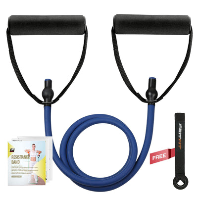 RitFit Single Resistance Exercise Band with Comfortable Handles - Ideal for Physical Therapy, Strength Training, Muscle Toning - Door Anchor and Starter Guide Included