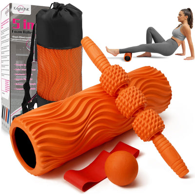 Foam Roller High Density Foam Roller Set for Deep Tissue Muscle Massage, 18" Trigger Point Fitness Exercise Massage Roller, Self-Myofascial Release for Whole Body (Black-18(2 in 1))