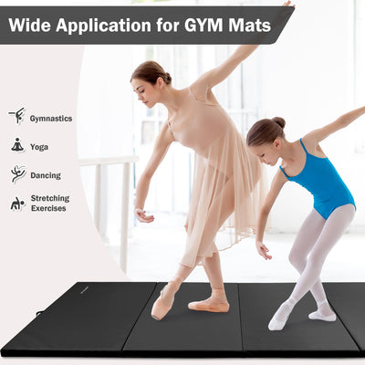 Fitvids Folding Exercise Gymnastics Mat, 4'x8'x2" Gym Workout Mat with Carrying Handles 4-Fold High-Density Anti-Tear Portable Fitness Aerobics Mat for Home Gym Yoga Pilates Tumbling MMA Core Training