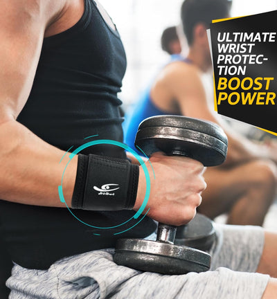 HiRui 2 PACK Wrist Compression Strap and Wrist Brace Sport Wrist Support for Fitness, Weightlifting, Tendonitis, Carpal Tunnel Arthritis, Pain Relief-Wear Anywhere-Unisex,Adjustable
