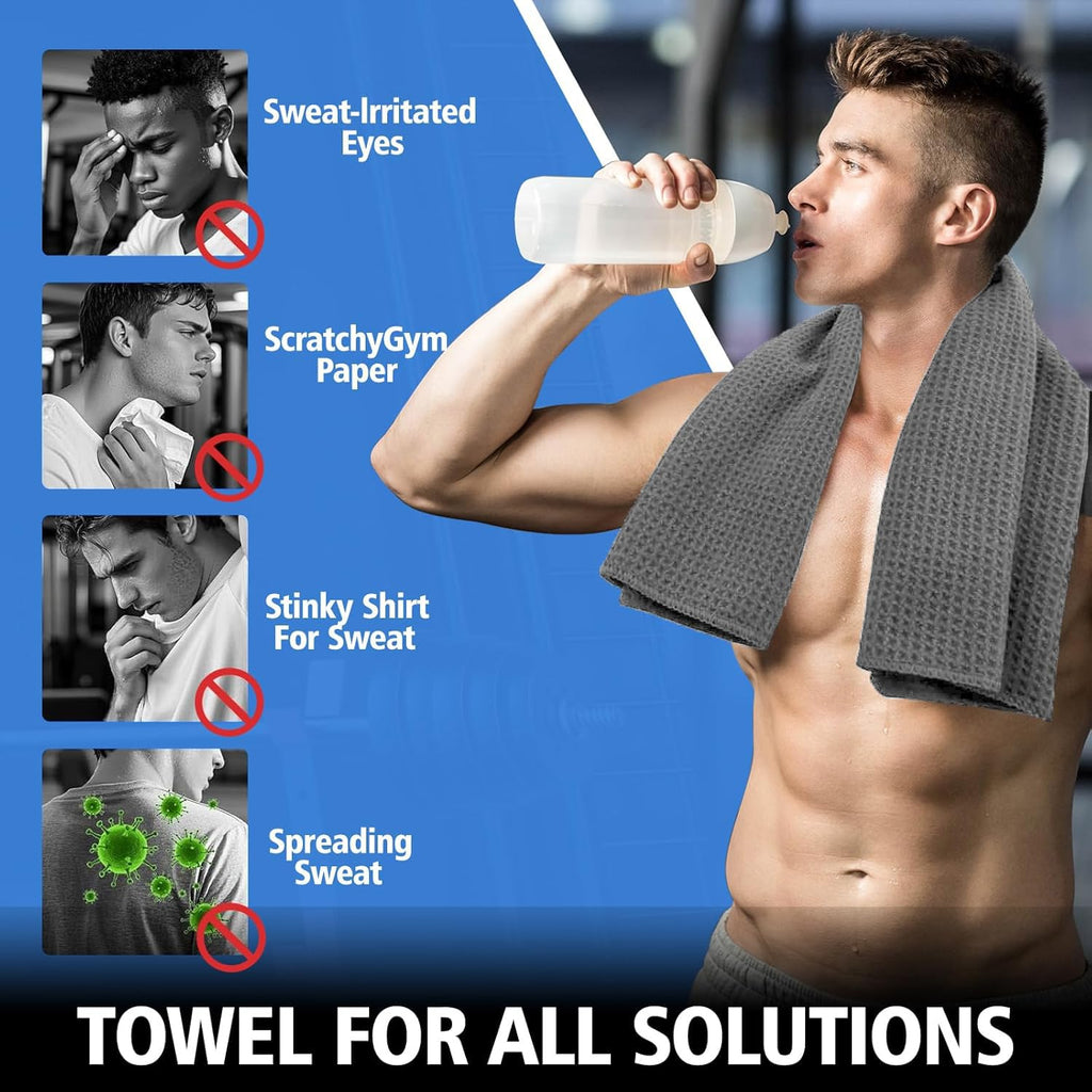 Microfiber Gym Towels for Working Out, Quickly Dry Yoga Towels for Men & Women Tennis, 16 Inch x 27 Inch, 6 Pack, Black