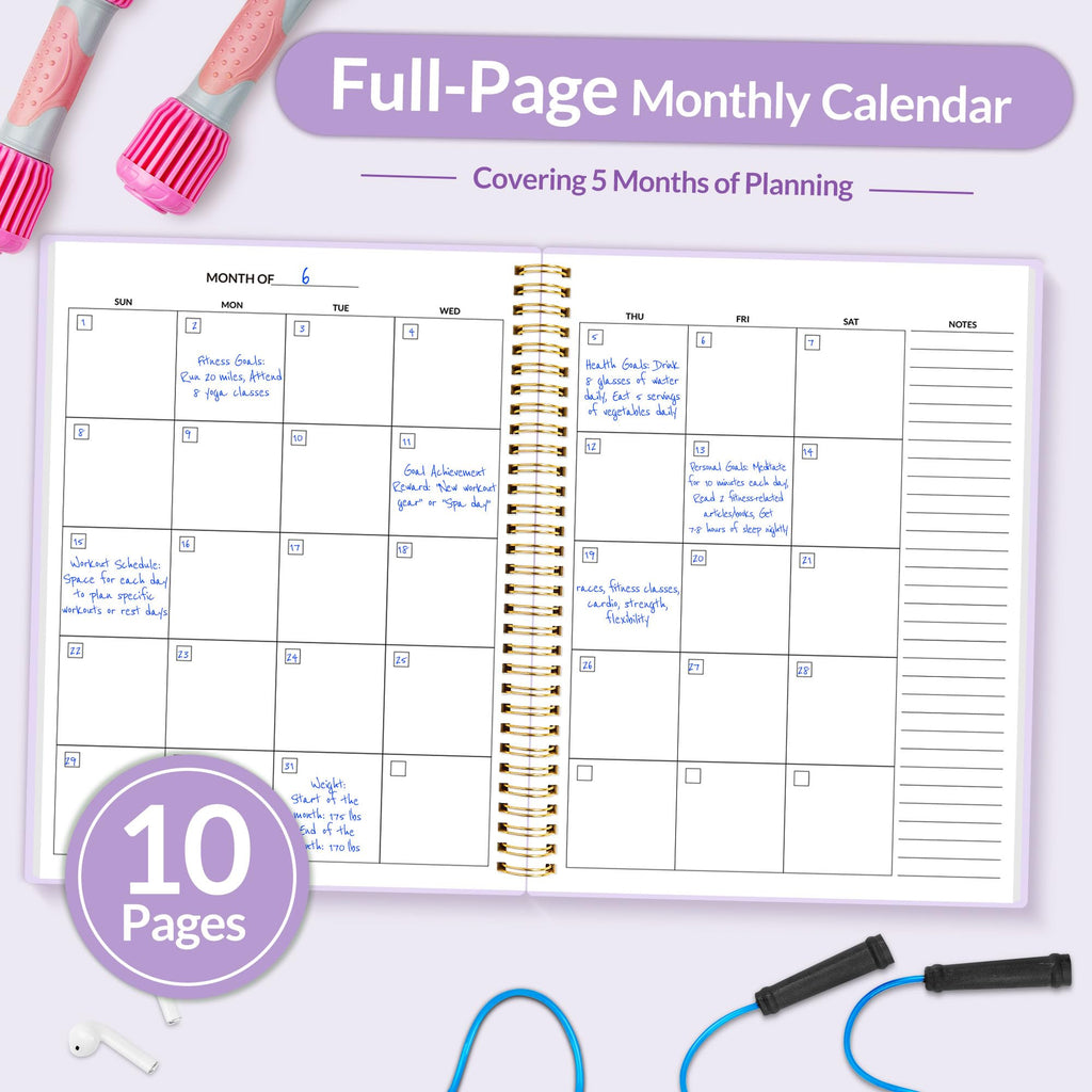 Fitness Journal Workout Planner for Women & Men, A5 (6.4" x 8.3") Workout Journal Log Book Planner Gift for Track Gym Essentials, Home Workouts, Track Progress, Achieve Wellness Goals, Pink