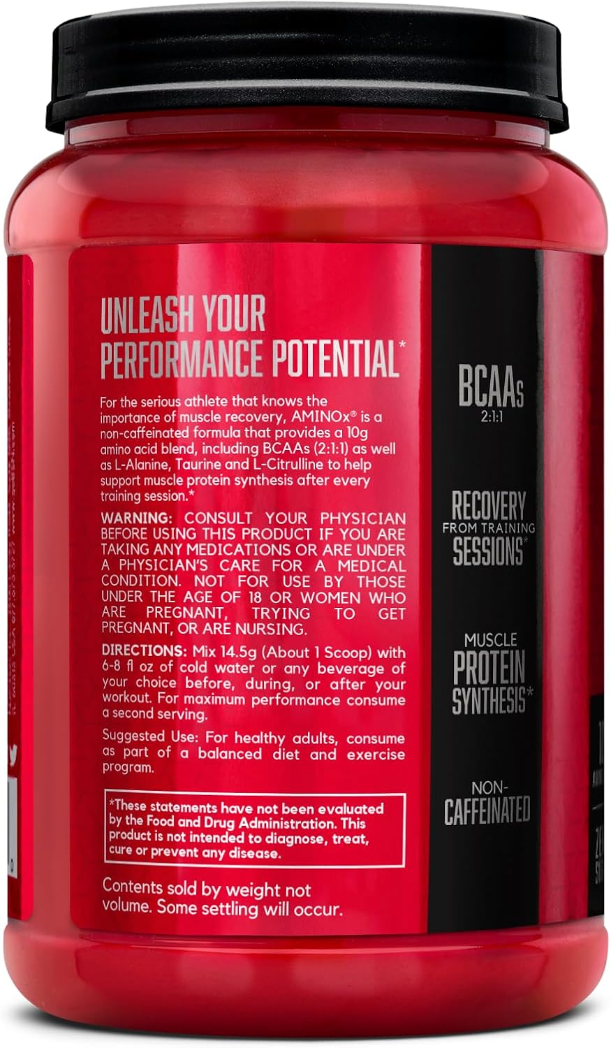 BSN Amino X Muscle Recovery & Endurance Powder with BCAAs, 10 Grams of Amino Acids, Keto Friendly, Caffeine-Free, Support Endurance, Zero Sugar, Grape, 30 servings, 15.34 Ounce (Packaging May Vary)