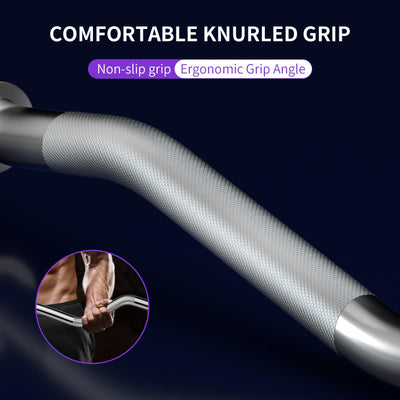 47" EZ Curl Bar Weight Lifting Bar, 1-inch Curling Bars for Weight lifting, Barbell bar for Hip Thrusts/Squats/Lunges for Gym and Home, With 2 Star Double Risk Star-nuts (220lb Weight Capacity)