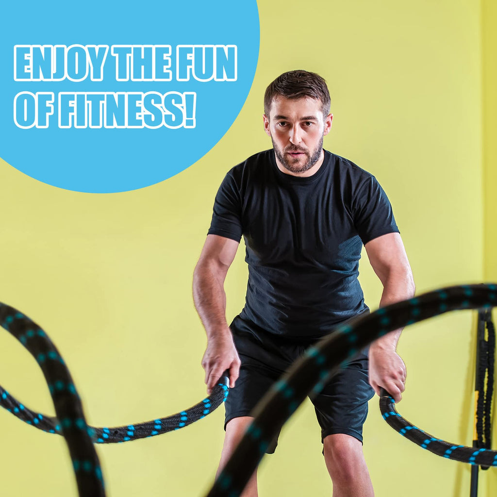 Perantlb Battle Rope-1.5" Diameter, 30” 40”50”Lengths,Steel Anchor & Strap Included-Battle Exercise Training Rope