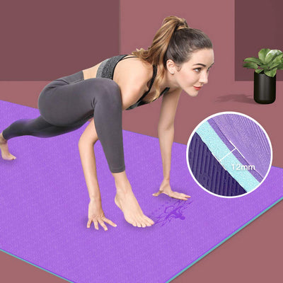 Hatha Yoga Extra Thick TPE Yoga Mat - 72"x 32" Thickness 1/2 Inch -Eco Friendly SGS Certified - With High Density Anti-Tear Exercise Bolster For Home Gym Travel & Floor Outside