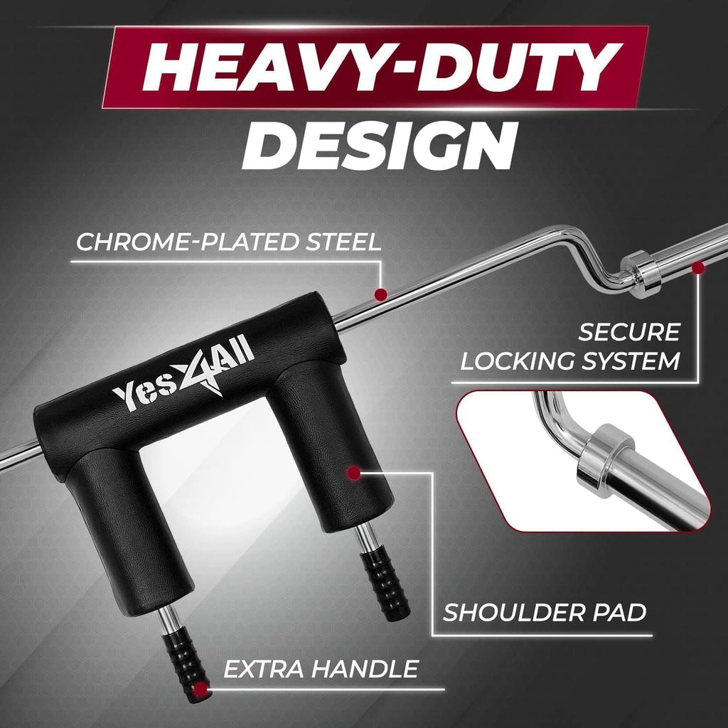 Yes4All Multi Grip Barbell & Cable Attachment - Swiss Bar, American Bar for Greater Range of Motion, with 2 Collars, Fits Olympic Weight Plates - Home Gym & Support Pressing, Lifting & Curls