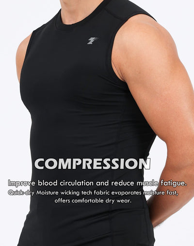 TELALEO 5 Pack Men's Athletic Compression Shirts Sleeveless Workout Tank Top Sports Base Layer Running Basketball