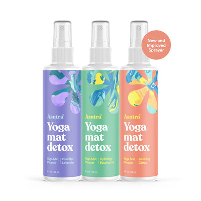 ASUTRA Yoga Mat Cleaner Spray (Energizing Peppermint), 4 fl oz - No Slippery Residue, Organic Essential Oils, Deep-Cleansing for Fitness Gear & Gym Equipment, Microfiber Towel Included
