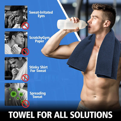 Microfiber Gym Towels for Working Out, Quickly Dry Yoga Towels for Men & Women Tennis, 16 Inch x 27 Inch, 6 Pack, Black