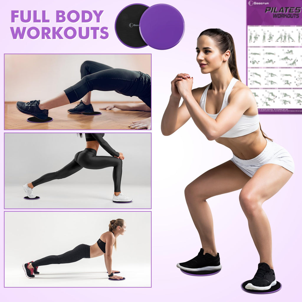 Pilates Ring Set with Resistance Bands Set, Pilates Ball, Sliding Disks – Workout Equipment Home Gym Includes Complete Fitness Poster